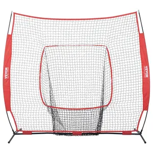 VEVOR 7x7 ft Baseball Softball Practice Net, Portable Baseball Training Net for Hitting Batting Catching Pitching, Backstop Baseball Equipment Training Aids with Carry Bag and Strike Zone