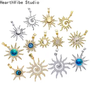 HearthVibe Studio 18K Gold-Plated Copper Sun Charm DIY Jewelry Accessory Necklace Pendant Bracelet Charm for Crafting