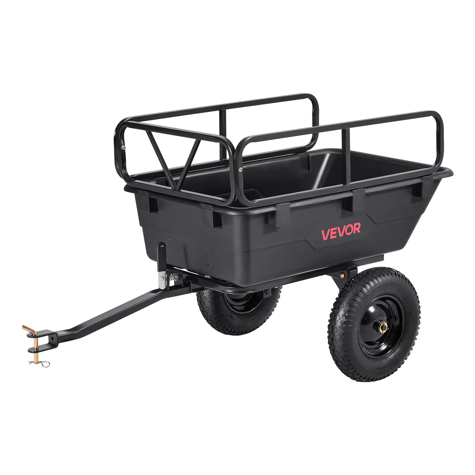 【SummerFinds】VEVOR Garden Utility Trailer, 10 Cu. Ft 500lbs, ATV UTV Hauling Trailer, Tow Behind Poly Dump Cart with 16" Tires, Hand Pull or Foot Pedal, Heavy Duty Yard Trailers for Lawn Mower Tractor Garden Waste