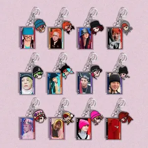 2pcs/set Kpop BIGBANG G-DRAGON Cartoon Accessory Cute Acrylic Keychains Bag Pendents Fans Gifts Colelction