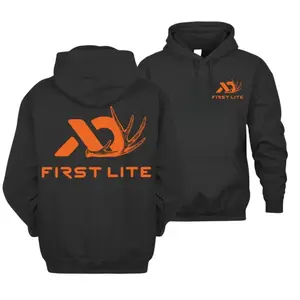 First Lite Logo Hunting Hoodie, Orange Antler Graphic Hoodie, Unisex Hoodie, Deer Season Outfit, Outdoor Camo Style for Hunters, Hunting Clothing