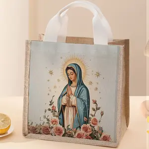 Portable Lunch Bag with Character Pattern, Women's Casual Handbag, Large Capacity Picnic Food Drink Bag, Camping Student Meal Delivery Bag