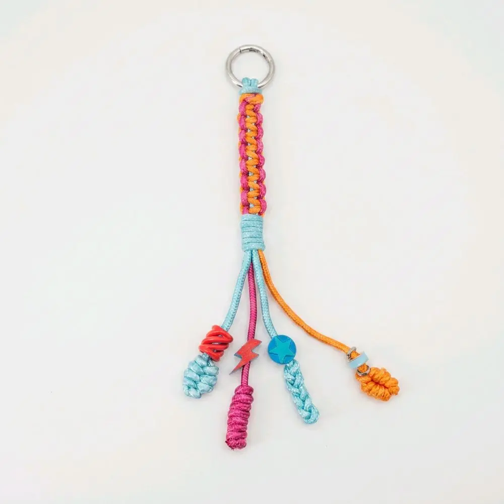 Handmade Colorful Paracord Bag Charm with Hand-Painted Resin Beads – 9-Inch-=%2= Keychain=%2= purse--=%2=- accessory=%2=-- cute keychain unique accessory stylish backpack decoration