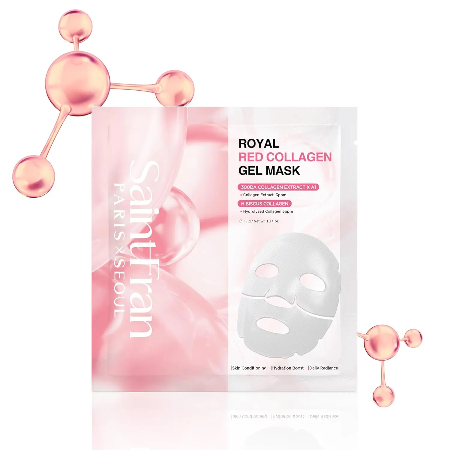 SAINTFRAN ROYAL RED COLLAGEN GEL MASK | Hydrogel K-Beauty Overnight Mask, quick hydration and moist boost, skin glowing mask, facial mask, face pack