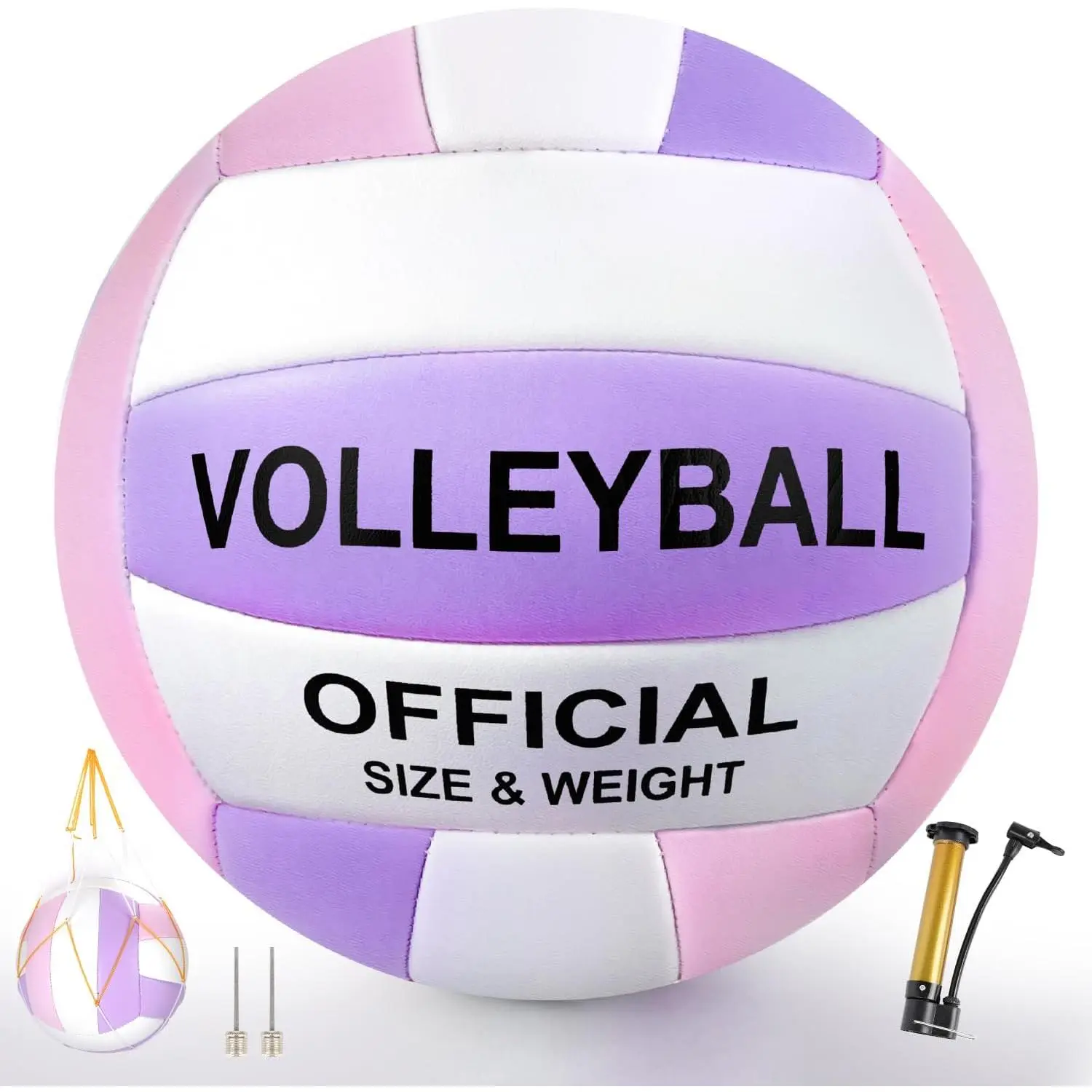 Pink and Purple Volleyball Size 5, Official Size Volley Ball with Pump for Womens, , Mens, , Teen and Adult, Soft Volleyball Ball for Outdoor Indoor, Beach, Pool, Water and Sand