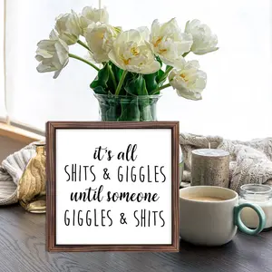 Wooden Framed Sign, Funny Letter Pattern Wall Decor, Desktop Decor, Office Decor, Bathroom Decor, Living Room Decor, Home Decor, Room Decor, Gift Ideas