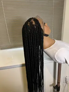 33 inch full lace medium size box braids. Hairblend full /thick braids.