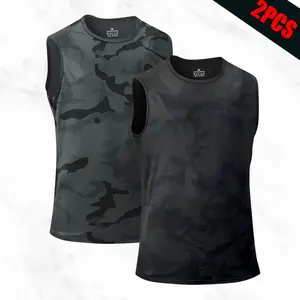 Men's Camouflage Sleeveless Vest Set - Trendy Camo Sports Style, Ice-Cool Quick-Dry Breathable Skin-Friendly Design, High Elasticity for Comfort, Ideal for Fitness Enthusiasts mens  shapewear  usa