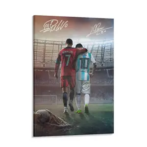 Ronaldo & Messi Football Legends Canvas Print - Wooden or Metal Frame Options - Home Decor Wall Art - Ideal Bedroom Decor & Gifting Item