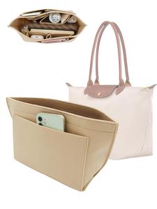 solid color beige bag insert, 2025 new style portable multi-pocket storage inner pouch, perfect storage bag for women and men for daily use