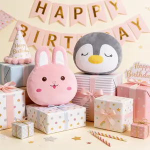 2 PCS Mini Animal Pillow Set 1st Birthday Gift for Baby Girl Soft Husky Dog Penguin Rabbit Pig Plush Cushion 12 Inch Stuffed Toy Set First Birthday Present Baby Shower Gift Kawaii Room Decor Kids Christmas Gift