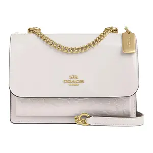 COACH Klare 22 Adjustable Strap Crossbody Bag in Chalk with Metal Logo and Patent Leather Accents