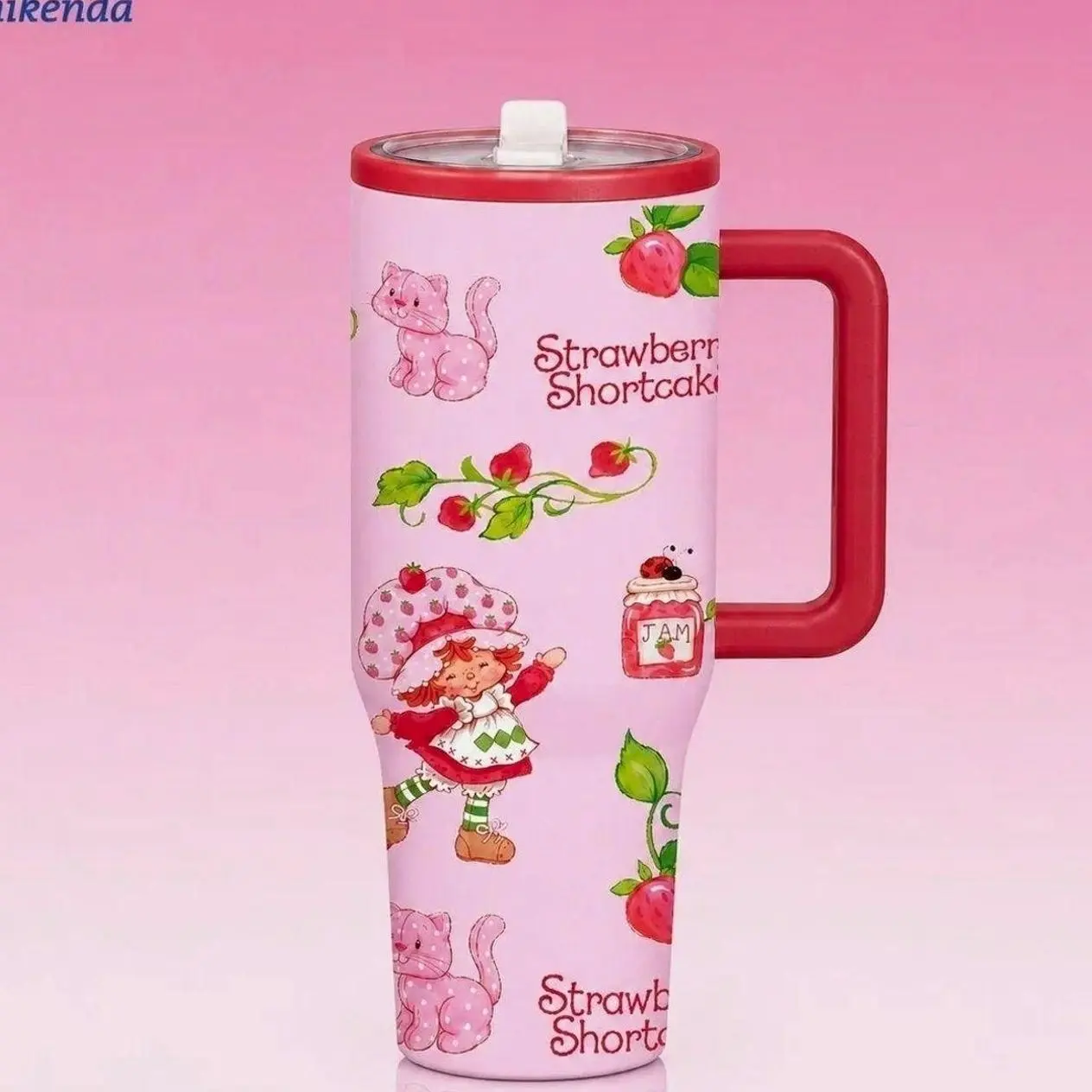 40oz Strawberry Cartoon Insulated Tumbler Mug, Kawaii Stainless Steel Flasks, Leak-Proof, Keeps Hot 12h Cold 24h, Ideal for Girls, Office, Travel Gifts Vacuum Insulated Drinkware