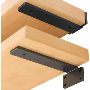 6 Pack 6 Inch Floating Shelf Bracket, Heavy Duty Hidden L Brackets, DIY Rustic Industrial Shelf Brackets with Modern Black Iron Finish