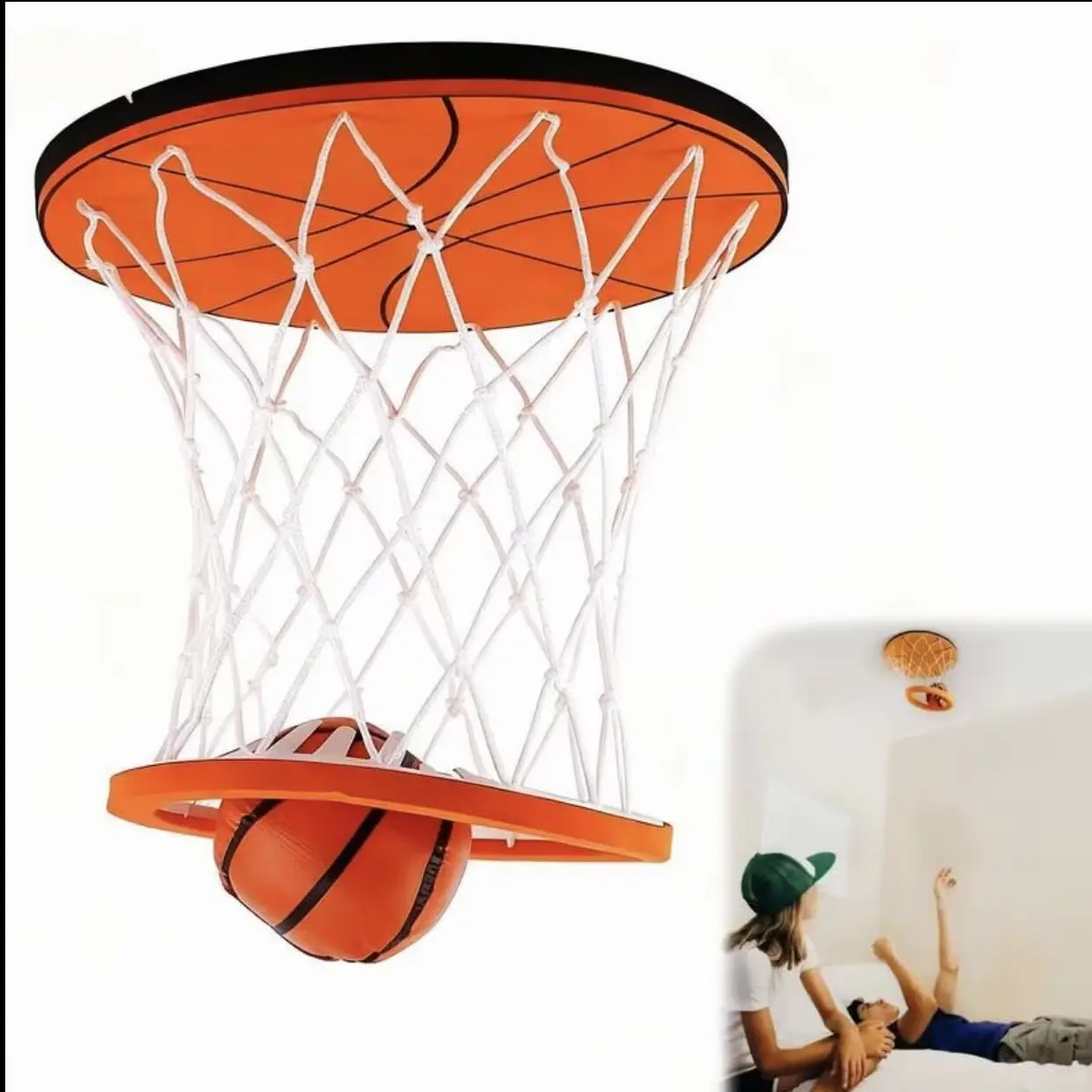 Mini Ceiling Basketball Hoop, Indoor Children Fun Basketball Rack, Easy Installation, Perfect for Kids' Playroom