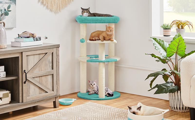 Yaheetech 35.5″ Cat Tree Cat Tower with Space Capsule, Top Perch, Scratching Posts Cat Furniture with Natural Sisal