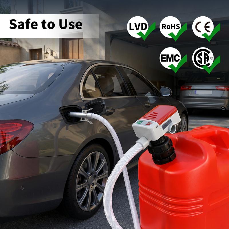 orimetre Automatic Fuel Transfer Pump with Auto-Stop, 51'' Extra Long Hose, 3.2 Gallon per Min, Battery or USB Powered, 4 Can Adapters, Fast and Safe Portable Gas Can Pump for Oil, Diesel,Gasoline.