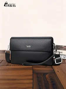Men's Mini Crossbody Bag, Crossbody Shoulder Bags, Zipper Shoulder Bag, PU Leather Crossbody, Detachable Strap, Multifunctional Commuter Bag, Simple Style Gift