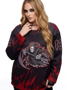 Women's Ice Hockey Jersey Grim Reaper #13 Embroidered | Custom Name & Number | Vintage Gothic Tatami Y2K Grunge