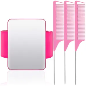 Magnetic Gel Wrist Band for Braiding Hair Magnetic Bobby Pin Holder Wrist Sewing Pincushion with 3 Pcs Stainless Steel Pintail Comb for Hair Clips(Rose Red)
