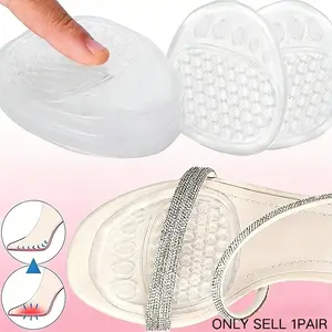 Silicone Gel Forefoot Pads, Half Insoles for Women, Shock-Absorbing Shoe Cushions for Plantar Fasciitis Relief