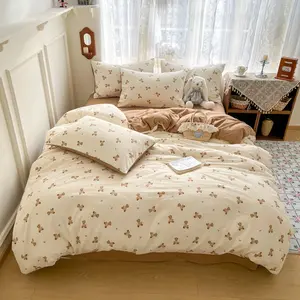 Three-Piece Cloudy Twin Bedding Set, Cartoon Bear Pattern, Breathable Comfort, Spring New Arrival, Perfect Gift