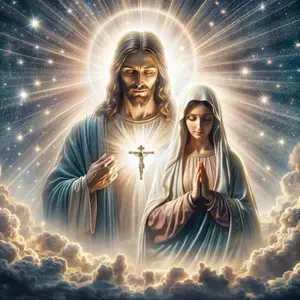 5D Diamond Painting Kit, Saint Light Blessing Cloud Stair Pray, Unframed Canvas Wall Art, Indoor Decoration, Bedroom, Living Room, Home Office