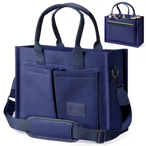 Canvas Tote Bag with Pockets Work Handbag for Women Fashionable Crossbody Bag Everything Shoulder Bag Everyday Satchel Bag