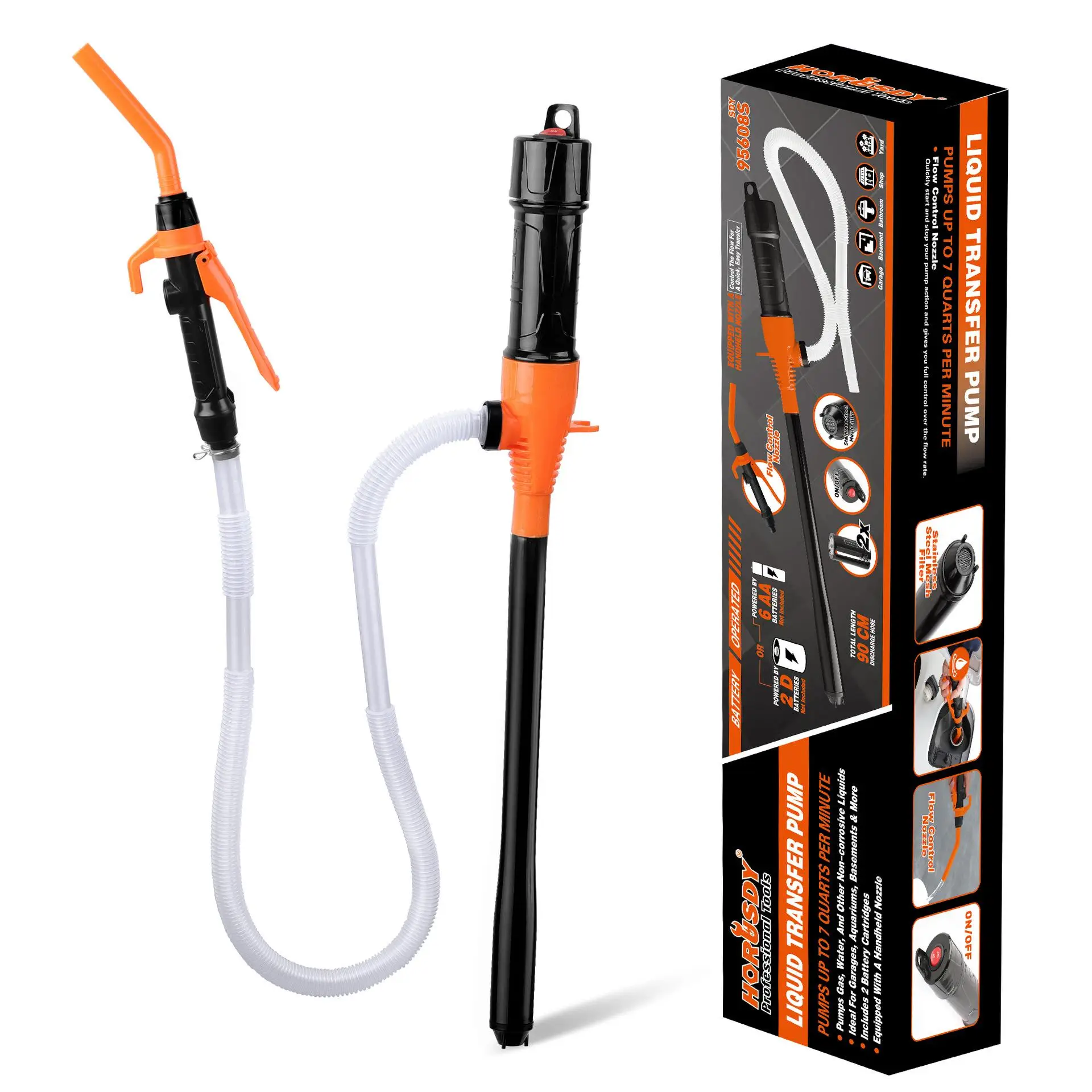 Portable Power Battery Pump, 2.2GPM Water & Fuel Transfer Pump, Professional Handheld Pump, Suitable for Car, Home, Garden, Yard