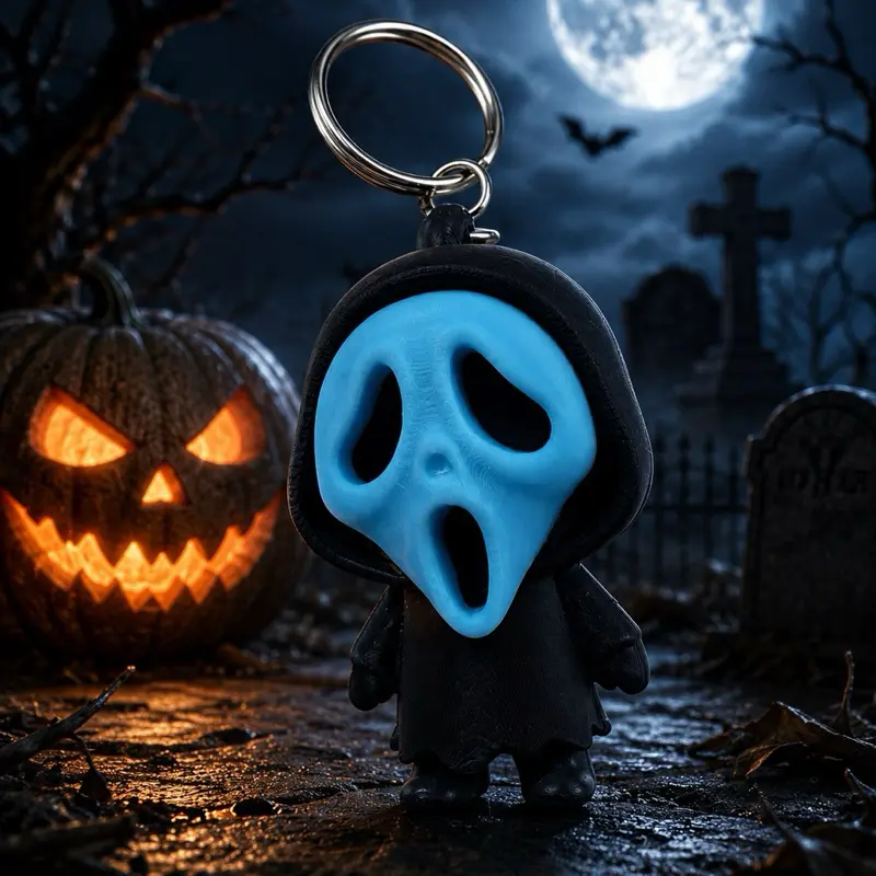 Ghostface Keychain, Durable Acrylic Horror Movie Fan Accessory, Portable Bag Charm