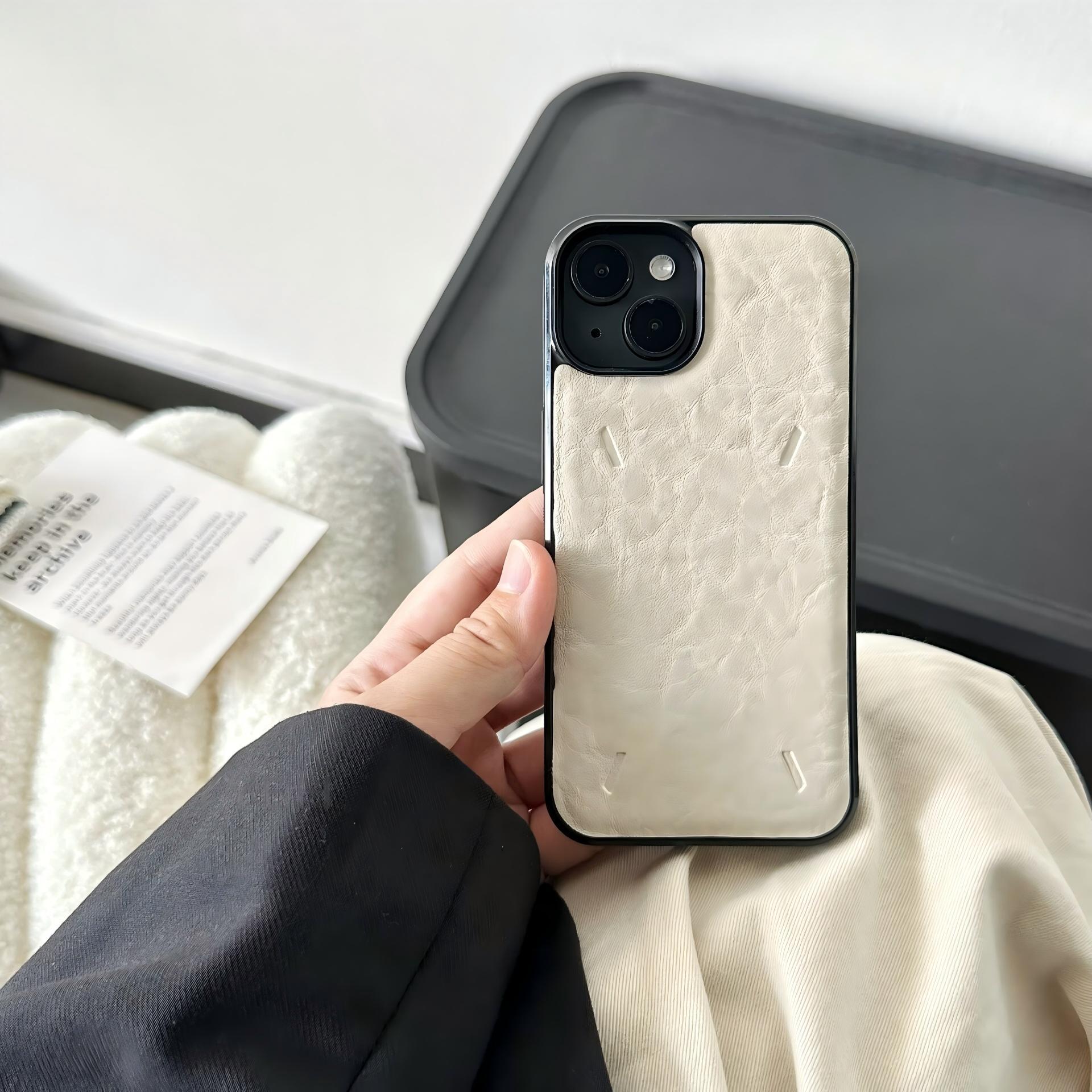 Case & Nova. Luxury minimalist leather phone case with number pattern for iPhone 17 Pro Max, 16, 15, 14, 13 — premium shockproof protective shell junk