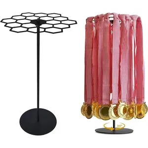 Rotatable Medal Hangers Display, Tabletop Medal Holder Rack Over 45+ Medals Capacity, Ideal for Sports Marathon Races Runners, Cheer, Gymnastics, Soccer, Softball - Easy Hanging Metal Organiser Gift
