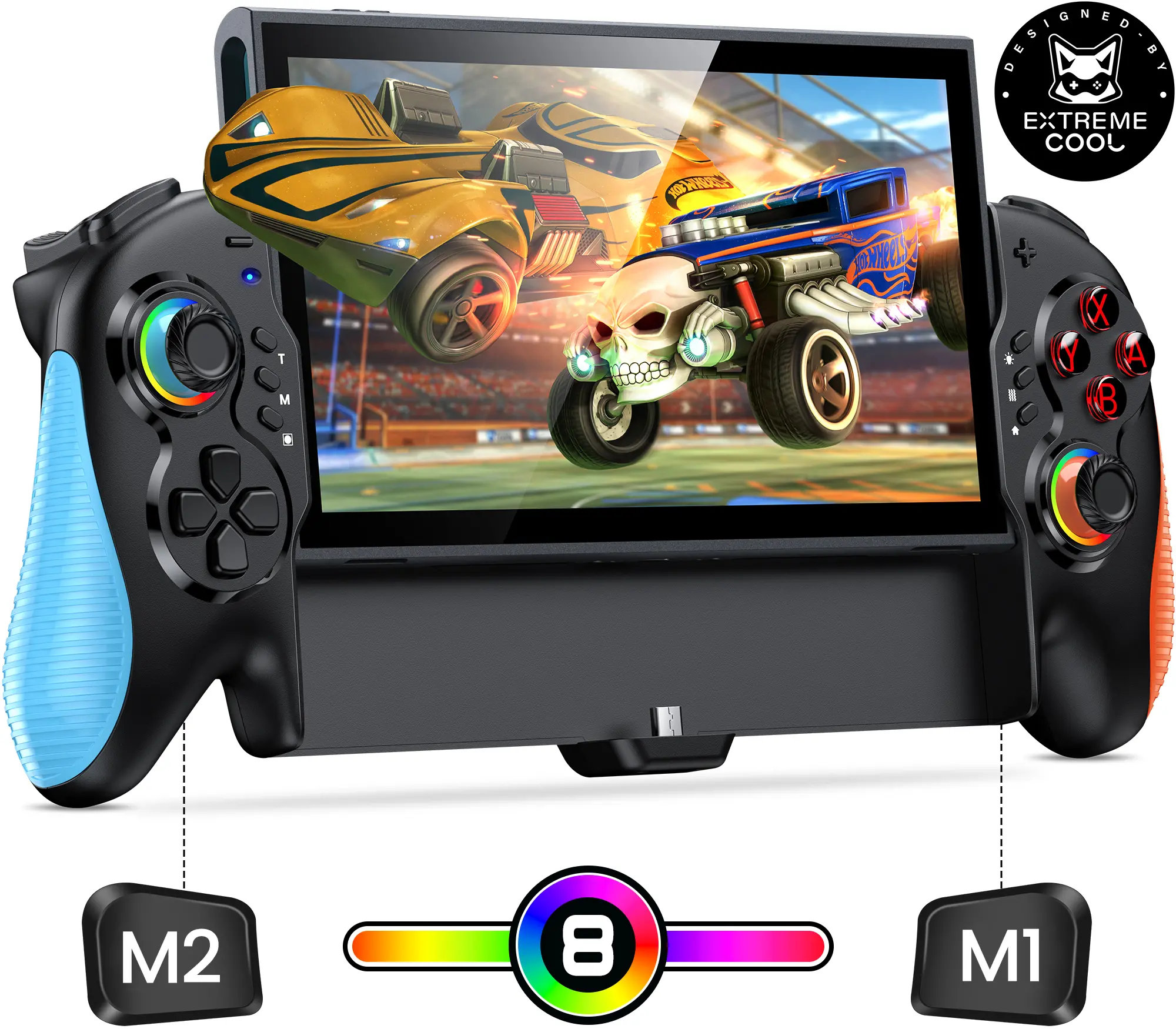 JC700 For Nitendo Switch 2 Controller, Handheld Controller with Ergonomic Grip | Hall Effect Joystick, 8-Color Lighting, Wired Connection | No Latency, Macros, Turbo, 6 Game Slots,Compatible only with Switch 2