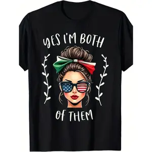 Half Mexican American Yes I'm Both of Them Mexico USA Flag T-Shirt, Hoodie, SwtSame style for men and women 2025 summer short-sleeved printed T-shirt pure cotton 220G, Heritage Fashion, Statement Tee, Retro Design, Unisex Fashion, Lightweight Fabric