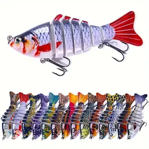 15pcs Multi Jointed Lifelike Fishing Lures - Realistic Fish Popper Swimbaits for Bass, Trout, Walleye, Predator Fish - Spinnerbaits Crankbaits for Freshwater and Saltwater