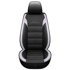 Full Leather Color-Blocked Car Seat Cushion, Front Seat Cover, Suitable for All Seasons, Automotive Interior Accessory, Universal Car Seat Cover