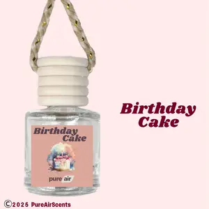 Birthday Cake Pure Air Scented Air Freshener Oil Diffuser - Hangable Glass Woody Design - Lasts 60+ Days - Fragrance Oil Diffuser