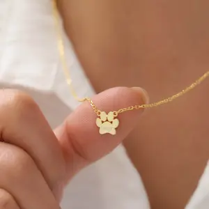 Gold Custom Paw Name Necklace, Sterling Silver Pet Necklace, Dog Paw Single and Multiple Necklace, Pet Memorial Necklace