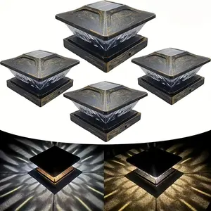 2/4 Pack Waterproof Solar Fence Lights, Outdoor Post & Wall Lights with 2 Modes for Garden Patio Landscape