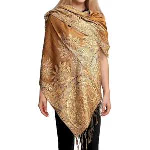 Big Paisley Pashmina Shawl Wrap for Women  Elegant Scarf for Weddings, Evening Dresses, Festivals & Daily Wear
