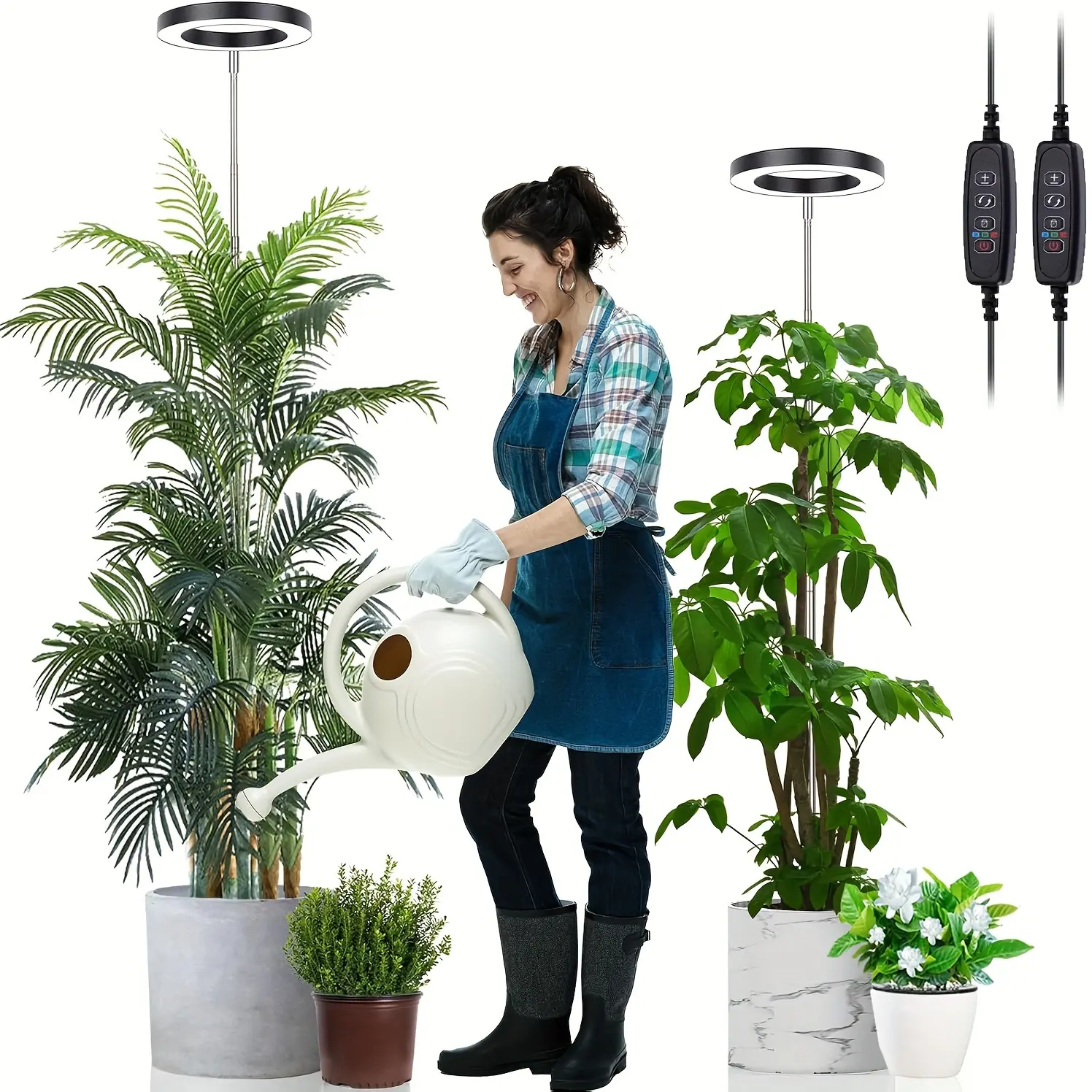 Grow Lights for Indoor Plants Full Spectrum, 72 LEDs Grow Light, 55in Large Plant Lights for Indoor Growing with 360°Gooseneck, 3/9/12H Timer, 5 Brightness, Height Adjustable, Black