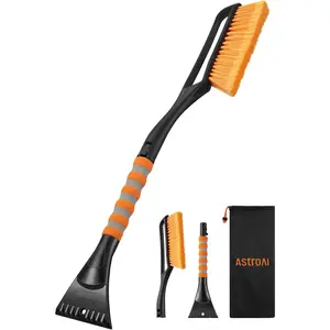 Astroai 27" Snow Brush and Ice Scrapers for Car Windshield, Detachable Snow Scrapers with Ergonomic Foam Grip for Cars, Trucks, Suvs (Heavy Duty ABS, PVC Brush, Orange) AstroAI