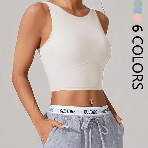 Women's Solid Color Crop Sports Bra, Breathable Comfortable Sports Bra, Ladies Sportswear for Indoor Outdoor Wear