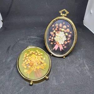Pressed Dried Flowers in 2 bevaled.glass frames 1 with stand 1 without