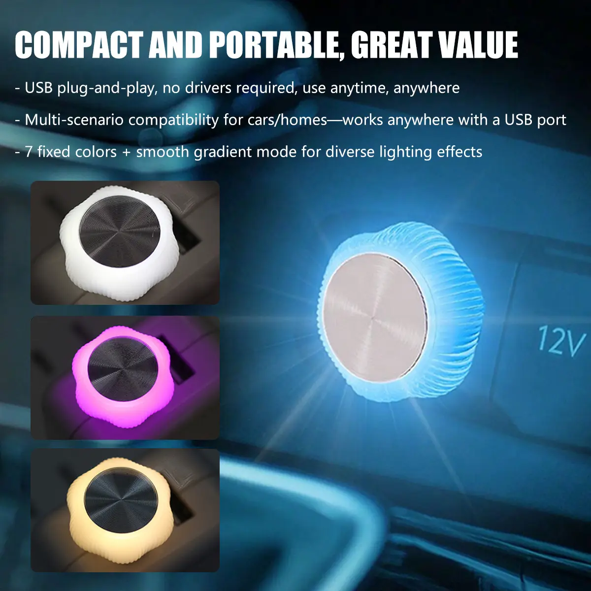 Mini USB LED Car Ambient Light | Portable Interior Atmosphere Lamp | Plug & Play Soft Glow Night | Universal Decorative Accessory for Car, Home & Party Tube Tail Lights Tacoma Wireless Magnetic Trailer halogen bulb RGB Strobe Bar Double-Sided Emergency