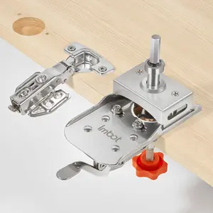 Concealed Door Hinge Jig 35mm Stainless Steel Locking Cabinet Hinge Jig Accurate Hinge Drilling Jig Guide Adjustable Puncher Locator Hole Drilling Positioning Tool for Cabinet US kit drill