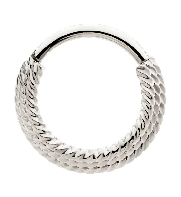 Unisex 16g Stainless Steel Triple-Stacked Twisted Segment Hinged Ring - Easy Insertion Casual Costume Jewelry Stacked Rings for Fashion Accessory Enthusiasts