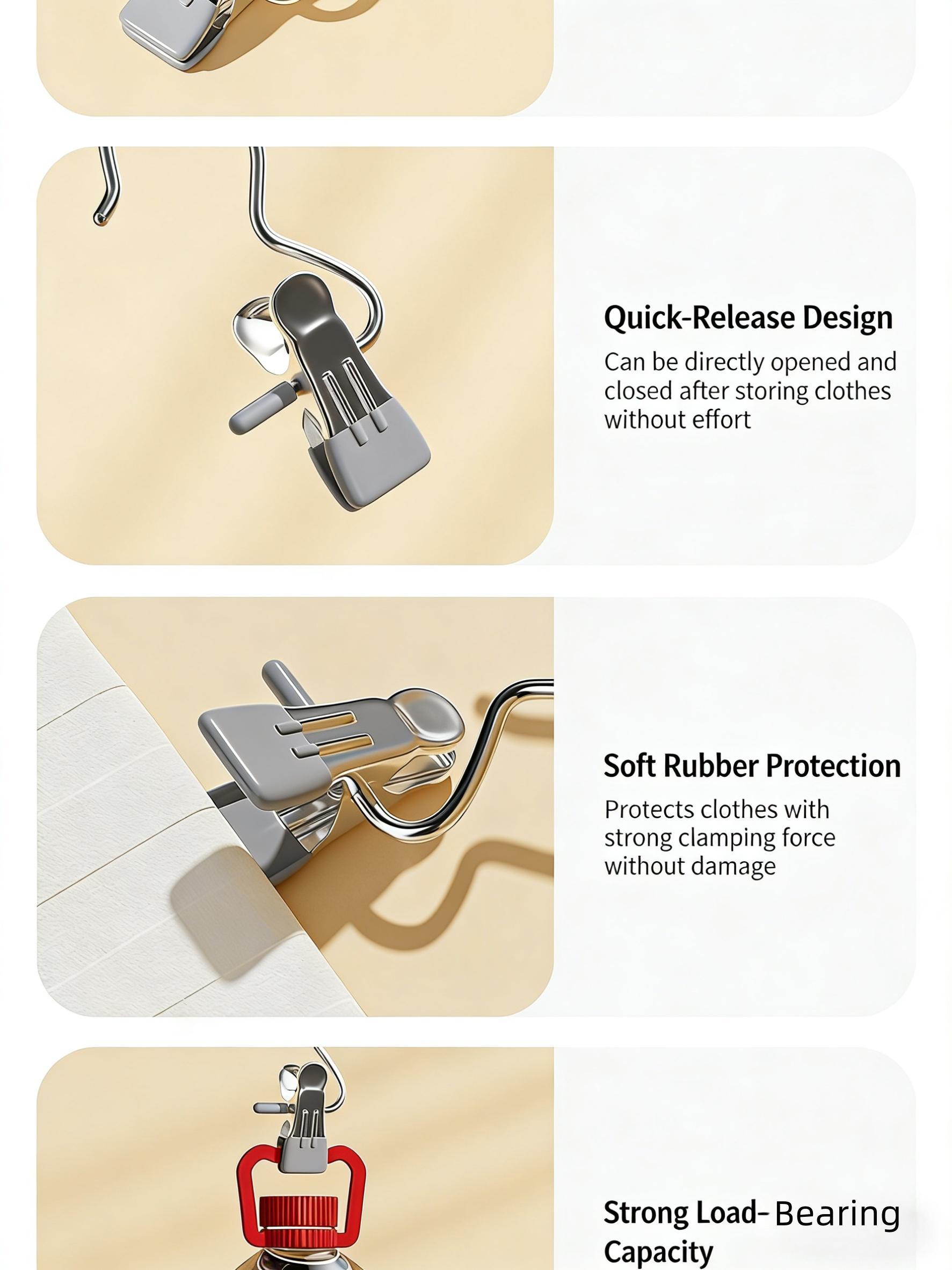 16 Pack No Trace Non Slip Pants Clips | Multi-Functional Portable Skirt Hangers with Hooks | Space Saving Clothes Clips for Laundry Drying & Closet Organization