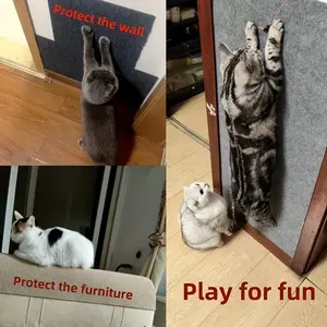 Self-Adhesive Cat Scratching Board, Wall Mounted Durable Polyester Scratching Pad for Indoor Cats, Kittens, Furniture Protector Stickers - Target Species: Cat