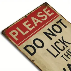 Vintage Do Not Lick Walls Metal Sign 8x12 Inch Retro Humorous Kitchen Office Novelty Home Decor Rustic Farmhouse Design Metal Plaque for Man Cave Wall Art